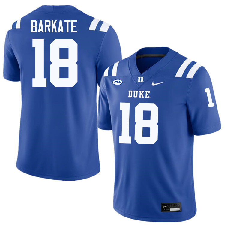 Duke Blue Devils #18 Cooper Barkate College Football Jersey Stitched-Blue